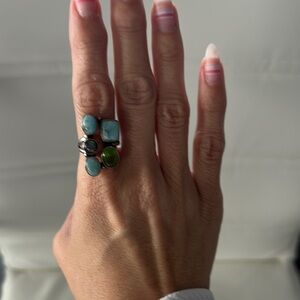 Elegant Multi-Stone Silver Ring
